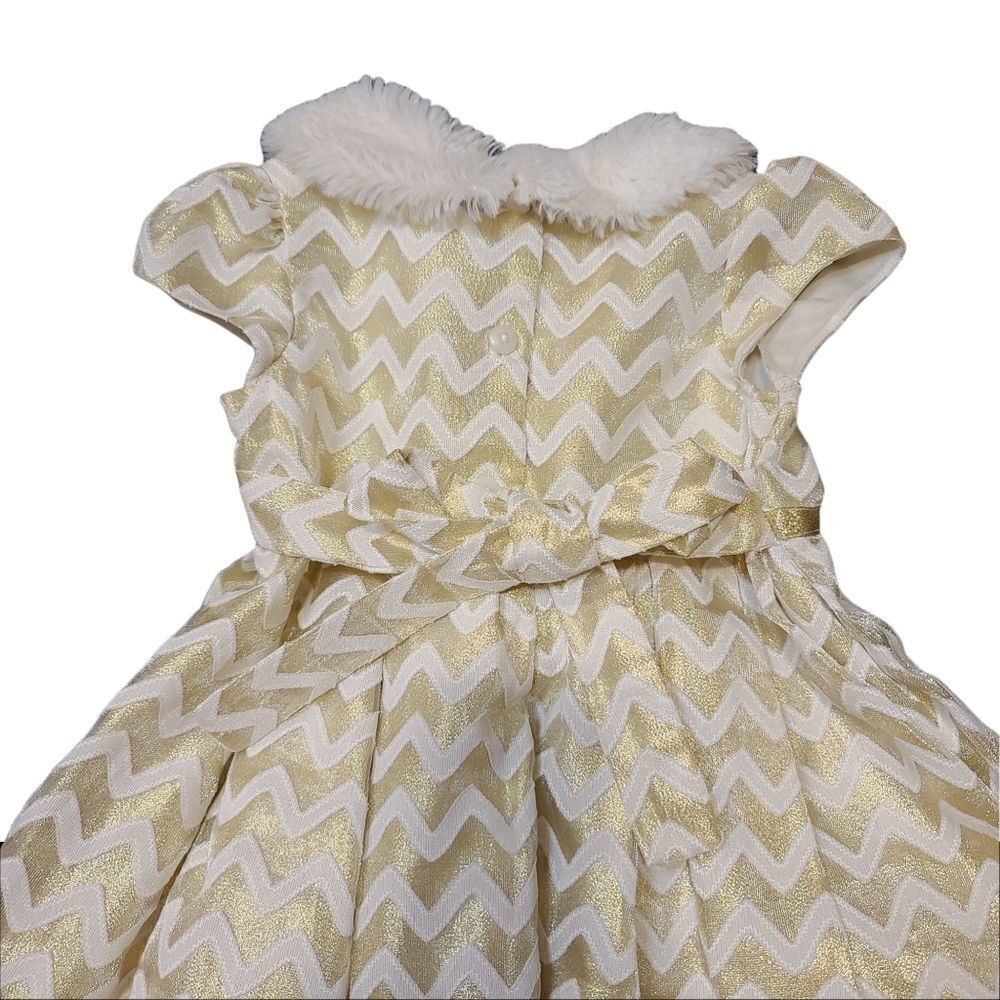 Gold Christmas Dress Holiday 4T - Picture 3 of 6